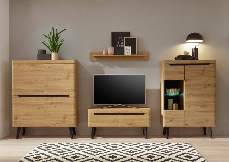 99rooms Wohnwand Tasania, (Set (4-St), Wohnmöbel), mit viel Stauraum, wahlweise mit LED-Beleuchtung von 99rooms