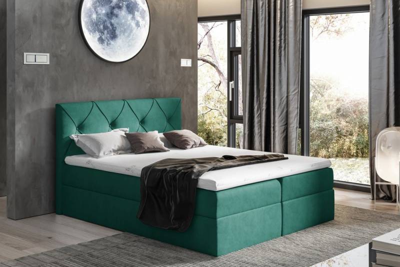 99rooms Boxspringbett Arian (Schlafzimmerbett, Bett), mit Bonellfederkern Matratze, Topper, Bettkasten, Kopfteil gepolstert von 99rooms