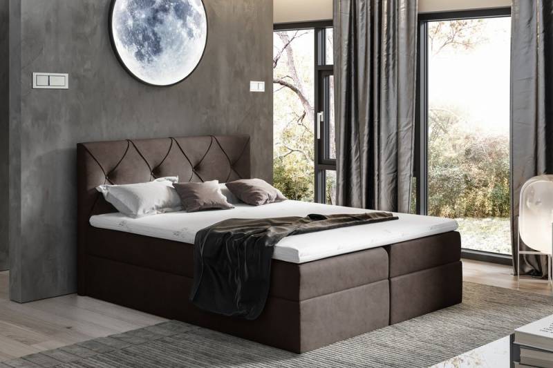 99rooms Boxspringbett Arian (Schlafzimmerbett, Bett), mit Bonellfederkern Matratze, Topper, Bettkasten, Kopfteil gepolstert von 99rooms