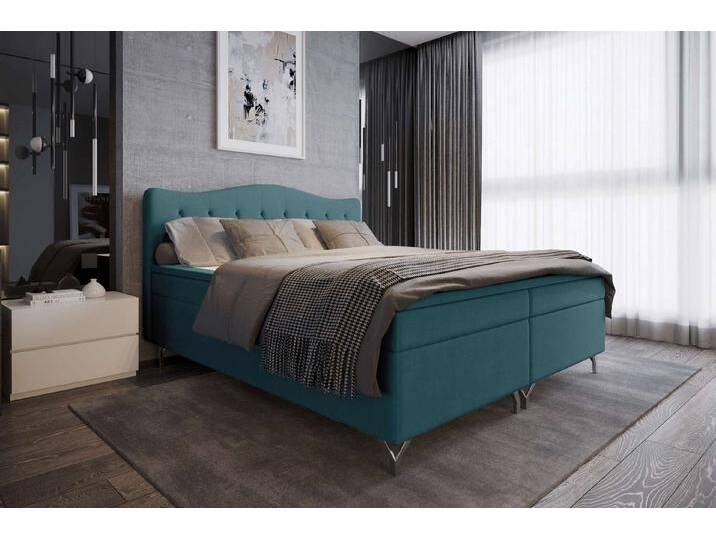 99rooms Boxspringbett Heaven (Schlafzimmerbett, Bett), mit Topper, mit Bonellfederkern Matratze, Kopfteil gepolstert, Türkis von 99rooms