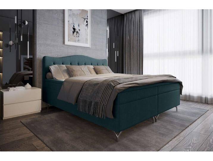 99rooms Boxspringbett Heaven (Schlafzimmerbett, Bett), mit Topper, mit Bonellfederkern Matratze, Kopfteil gepolstert, Türkis von 99rooms