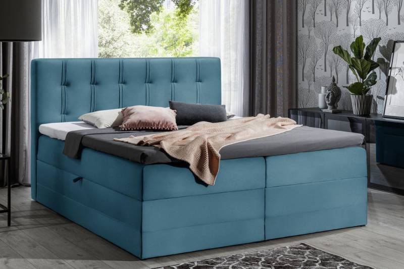 99rooms Boxspringbett Hugo (Schlafzimmerbett, Bett), 120/140/160/180/200, mit Taschenfederkernmatratze, Topper, Bettkasten von 99rooms