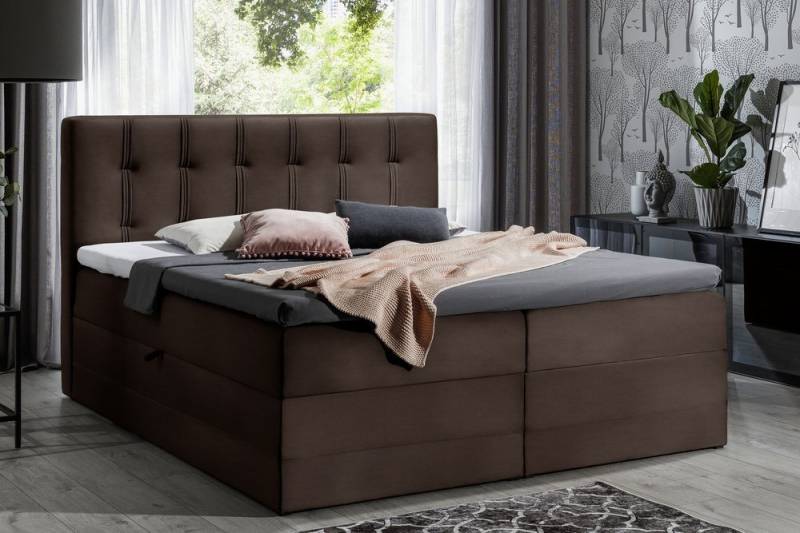 99rooms Boxspringbett Hugo (Schlafzimmerbett, Bett), 120/140/160/180/200, mit Taschenfederkernmatratze, Topper, Bettkasten von 99rooms