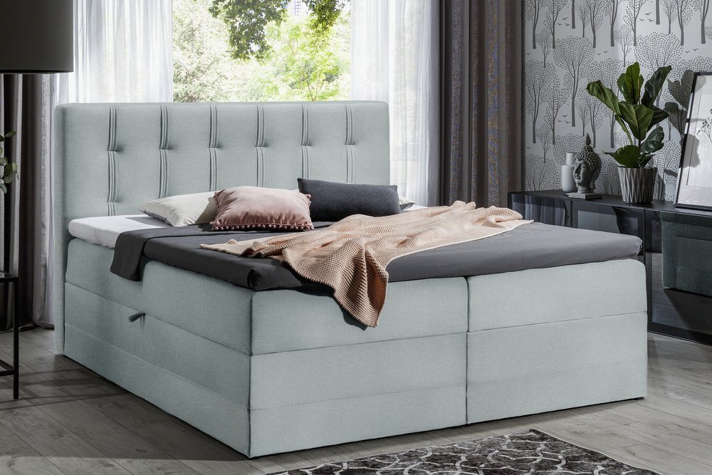 99rooms Boxspringbett Hugo (Schlafzimmerbett, Bett), 120/140/160/180/200, mit Taschenfederkernmatratze, Topper, Bettkasten von 99rooms