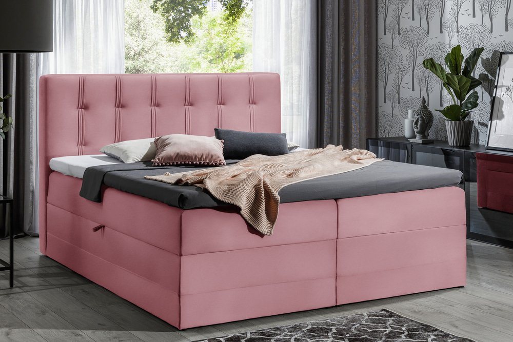 99rooms Boxspringbett Hugo (Schlafzimmerbett, Bett), 120/140/160/180/200, mit Taschenfederkernmatratze, Topper, Bettkasten von 99rooms