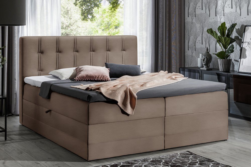 99rooms Boxspringbett Hugo (Schlafzimmerbett, Bett), 120/140/160/180/200, mit Taschenfederkernmatratze, Topper, Bettkasten von 99rooms