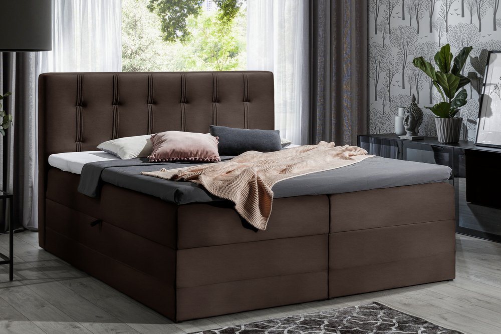 99rooms Boxspringbett Hugo (Schlafzimmerbett, Bett), 120/140/160/180/200, mit Taschenfederkernmatratze, Topper, Bettkasten von 99rooms