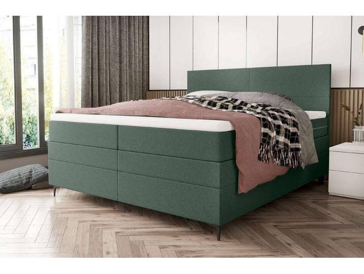 99rooms Boxspringbett Maximus (Schlafzimmerbett, Bett), 140/160/180 x 200 cm, mit 2 Matratzen und Topper, Bettkasten, grün, Salbeigrün von 99rooms