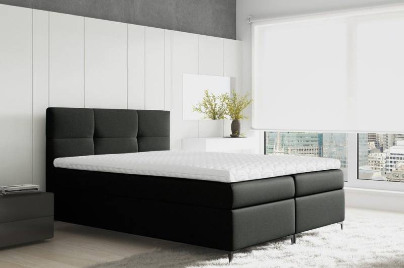 99rooms Boxspringbett Nelson (Schlafzimmerbett, Bett), mit Bonellfederkern Matratze, Topper, Bettkasten, Kopfteil gepolstert von 99rooms