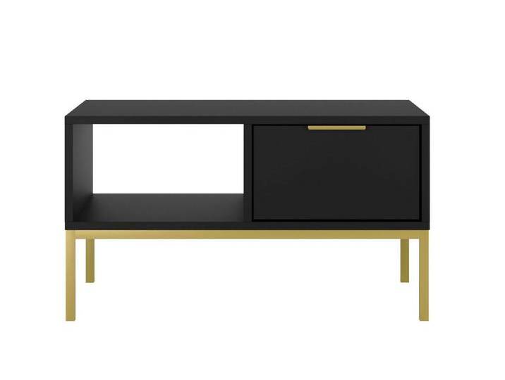 99rooms Couchtisch Avgustin (Wohzimmertisch, Beistelltisch), Modern Design, mit viel Stauraum, Soft-Close Funktion, schwarz, Schwarz - Gold von 99rooms