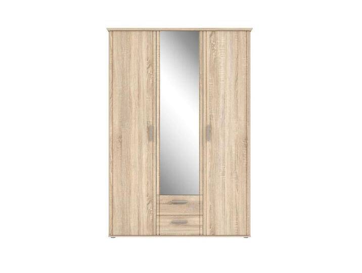 99rooms Drehtürenschrank Goria (Kleiderschrank, Schrank) 3-türig, mit Spiegel, mit 2 Schubladen, mit Kleiderstange, Sonoma Eiche von 99rooms
