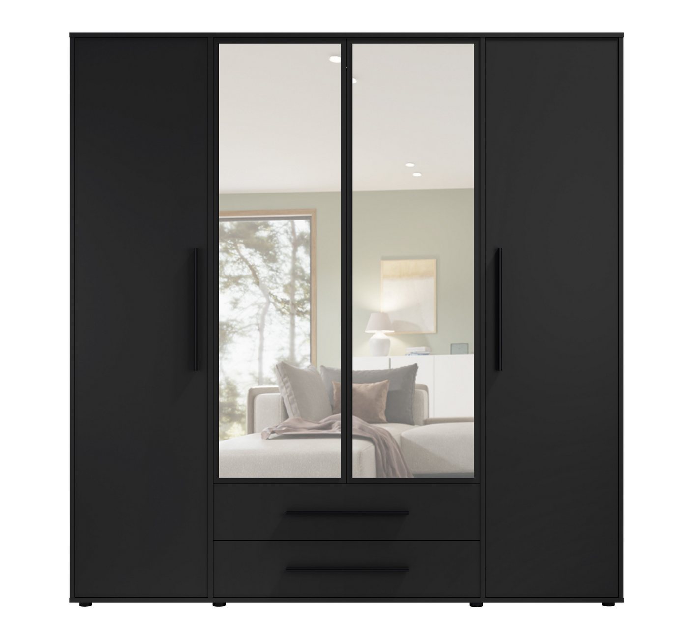 99rooms Drehtürenschrank Maksikore (Kleiderschrank, Schrank) Stilvolles Design, mit viel Stauraum, ABS-Schutzkanten von 99rooms