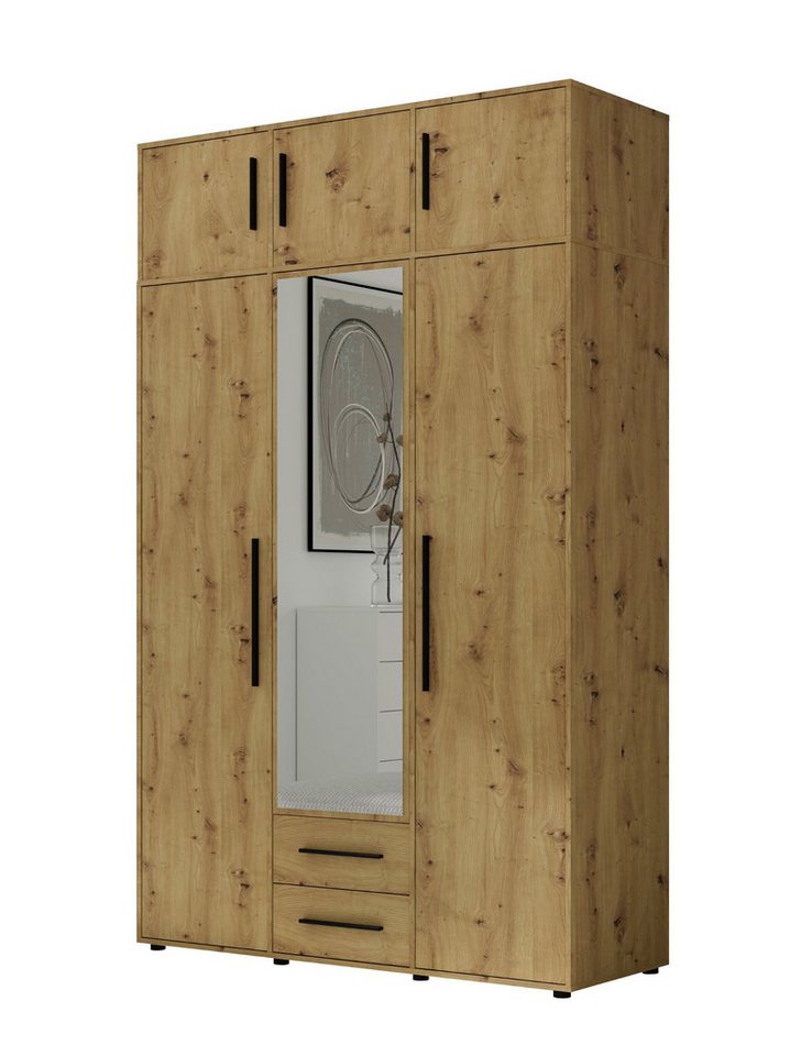 99rooms Drehtürenschrank Maksikore (Kleiderschrank, Schrank) Stilvolles Design, mit viel Stauraum, ABS-Schutzkanten von 99rooms