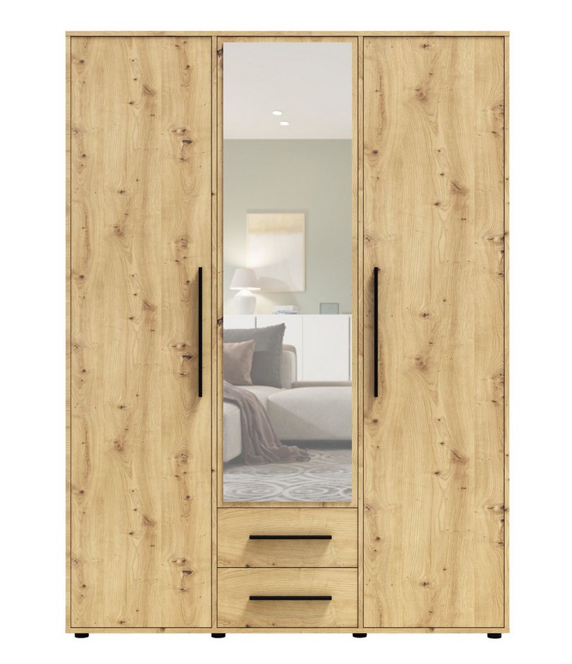 99rooms Drehtürenschrank Maksikore (Kleiderschrank, Schrank) Stilvolles Design, mit viel Stauraum, ABS-Schutzkanten von 99rooms