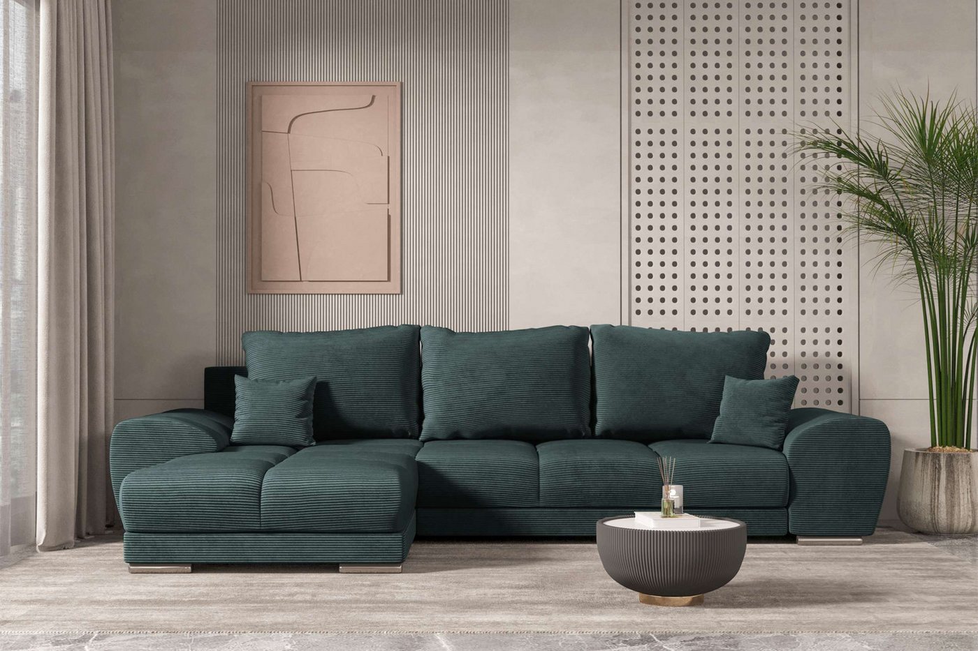 99rooms Ecksofa Antalya, Sofa L-Form, Eckcouch, mit abnehmbaren Kissen,Rundumbezug aus gepolstertem Cordstoff POSO 99rooms Ecksofa Antalya, Sofa L-Form, Eckcouch, mit abnehmbaren Kissen,Rundumbezug aus gepolstertem Cordstoff POSO von 99rooms