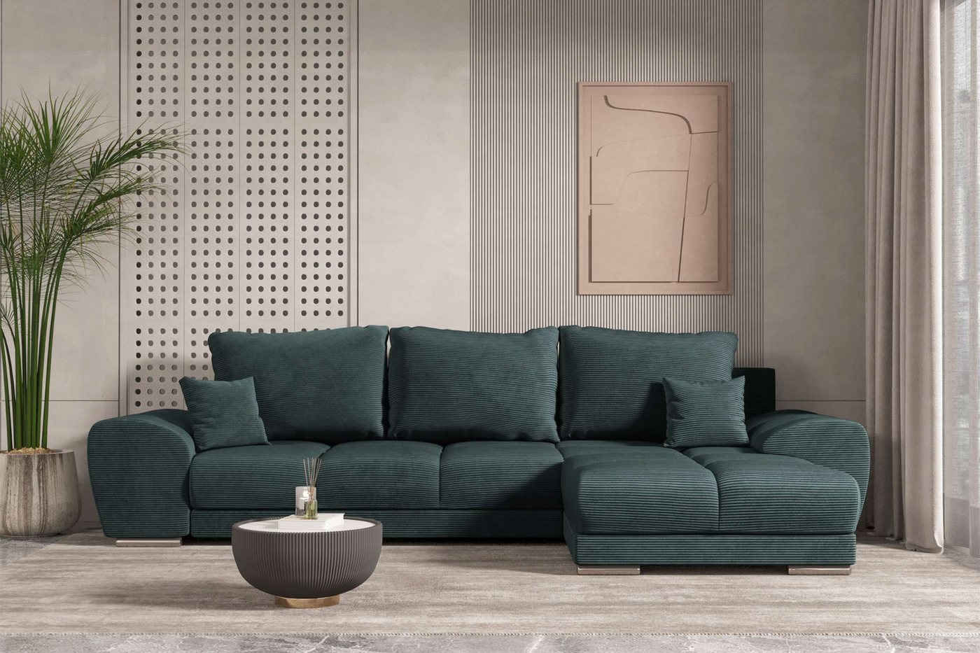 99rooms Ecksofa Antalya, Sofa L-Form, Eckcouch, mit abnehmbaren Kissen,Rundumbezug aus gepolstertem Cordstoff POSO 99rooms Ecksofa Antalya, Sofa L-Form, Eckcouch, mit abnehmbaren Kissen,Rundumbezug aus gepolstertem Cordstoff POSO von 99rooms