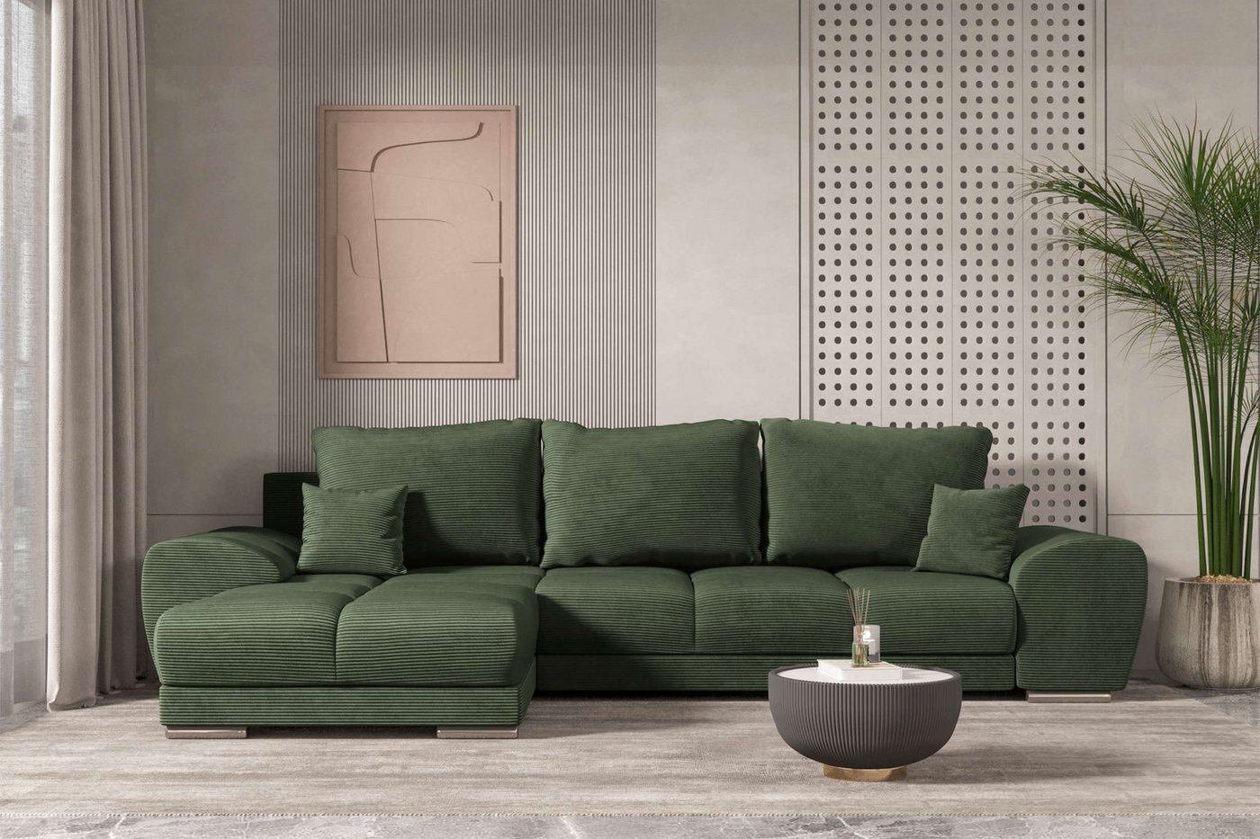 99rooms Ecksofa Antalya, Sofa L-Form, Eckcouch, mit abnehmbaren Kissen,Rundumbezug aus gepolstertem Cordstoff POSO 99rooms Ecksofa Antalya, Sofa L-Form, Eckcouch, mit abnehmbaren Kissen,Rundumbezug aus gepolstertem Cordstoff POSO von 99rooms