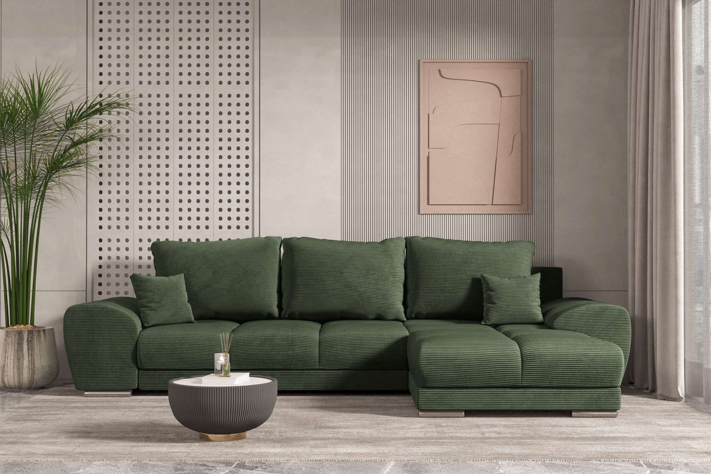 99rooms Ecksofa Antalya, Sofa L-Form, Eckcouch, mit abnehmbaren Kissen,Rundumbezug aus gepolstertem Cordstoff POSO 99rooms Ecksofa Antalya, Sofa L-Form, Eckcouch, mit abnehmbaren Kissen,Rundumbezug aus gepolstertem Cordstoff POSO von 99rooms