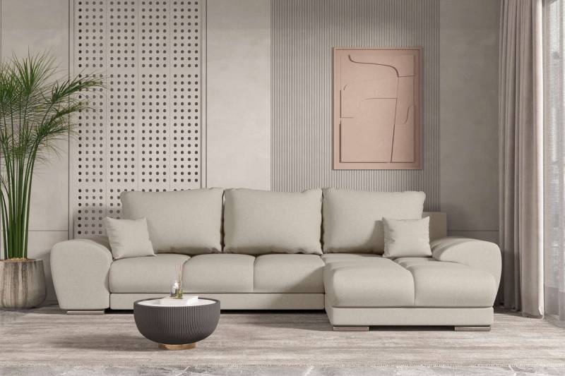99rooms Ecksofa Antalya, Sofa L-Form, Eckcouch, mit abnehmbaren Kissen,Rundumbezug aus gepolstertem Strukturstoff NEVE von 99rooms