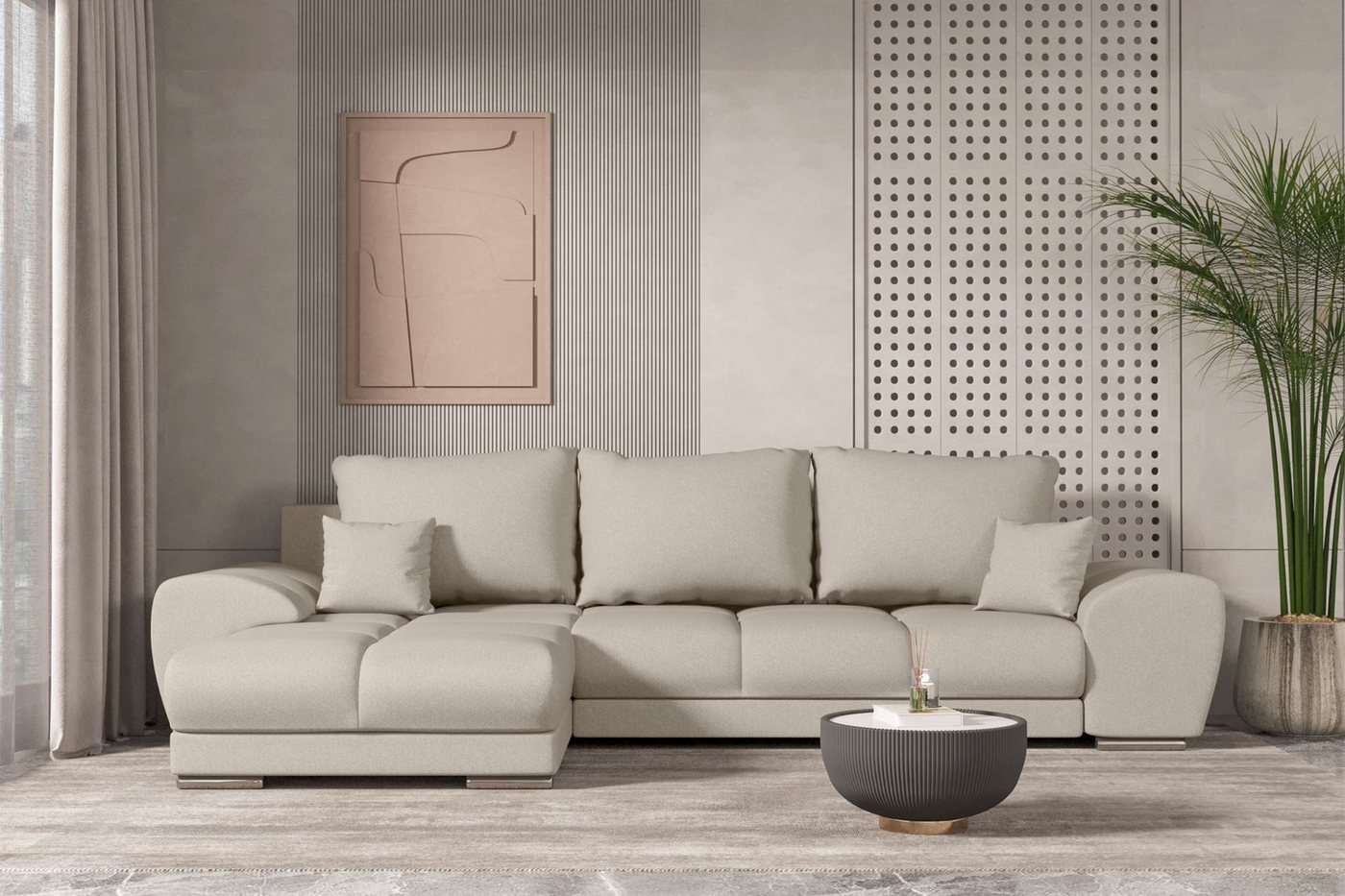 99rooms Ecksofa Antalya, Sofa L-Form, Eckcouch, mit abnehmbaren Kissen,Rundumbezug aus gepolstertem Strukturstoff NEVE 99rooms Ecksofa Antalya, Sofa L-Form, Eckcouch, mit abnehmbaren Kissen,Rundumbezug aus gepolstertem Strukturstoff NEVE von 99rooms
