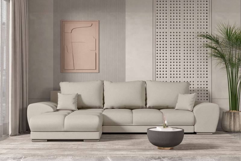99rooms Ecksofa Antalya, Sofa L-Form, Eckcouch, mit abnehmbaren Kissen,Rundumbezug aus gepolstertem Strukturstoff NEVE von 99rooms