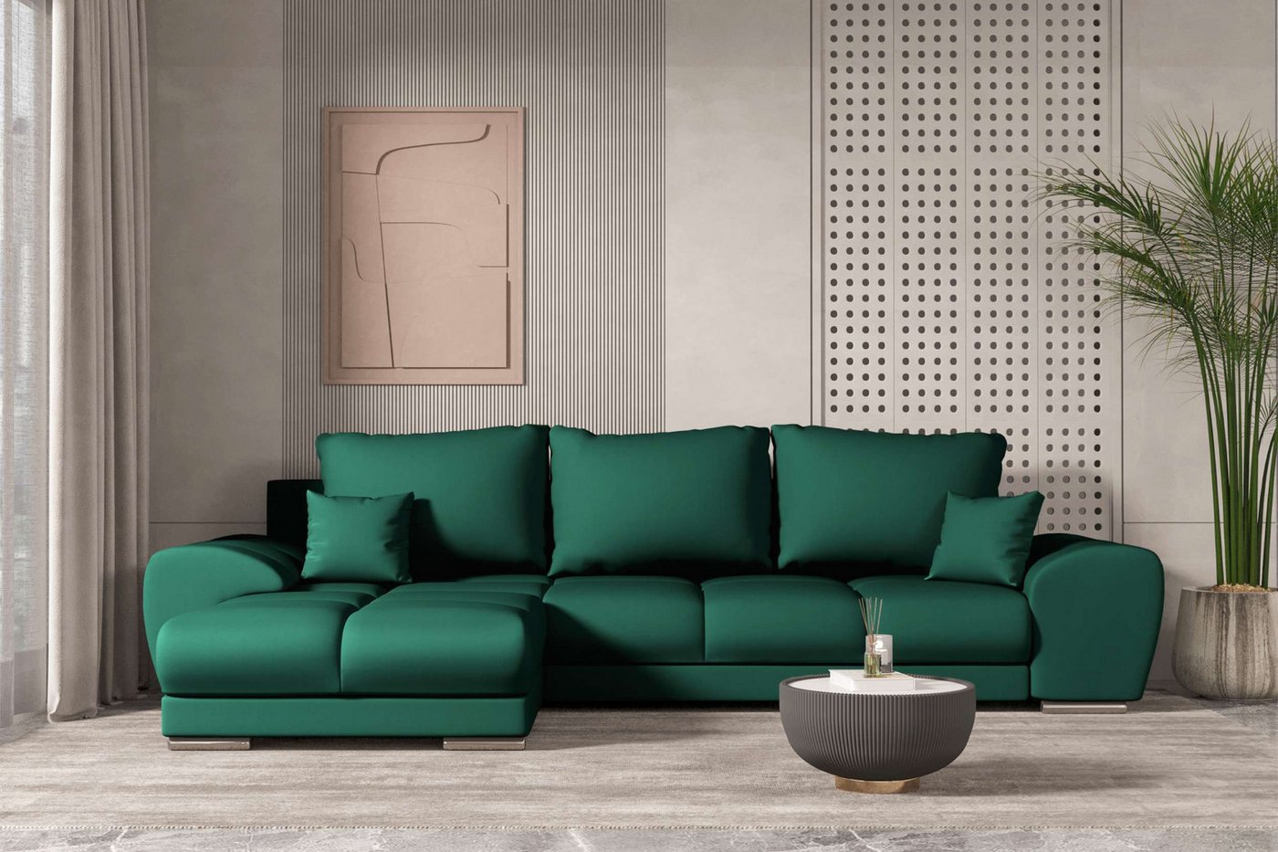 99rooms Ecksofa Antalya, Sofa L-Form, Eckcouch, mit abnehmbaren Kissen,Rundumbezug aus gepolstertem Velours MONOLITH 99rooms Ecksofa Antalya, Sofa L-Form, Eckcouch, mit abnehmbaren Kissen,Rundumbezug aus gepolstertem Velours MONOLITH von 99rooms