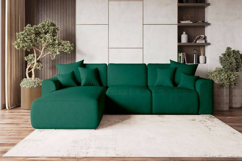 99rooms Ecksofa Gusto, L-Form, Eckcouch, mit abnehmbaren Kissen, Rundumbezug aus gepolstertem Velours MONOLITH von 99rooms
