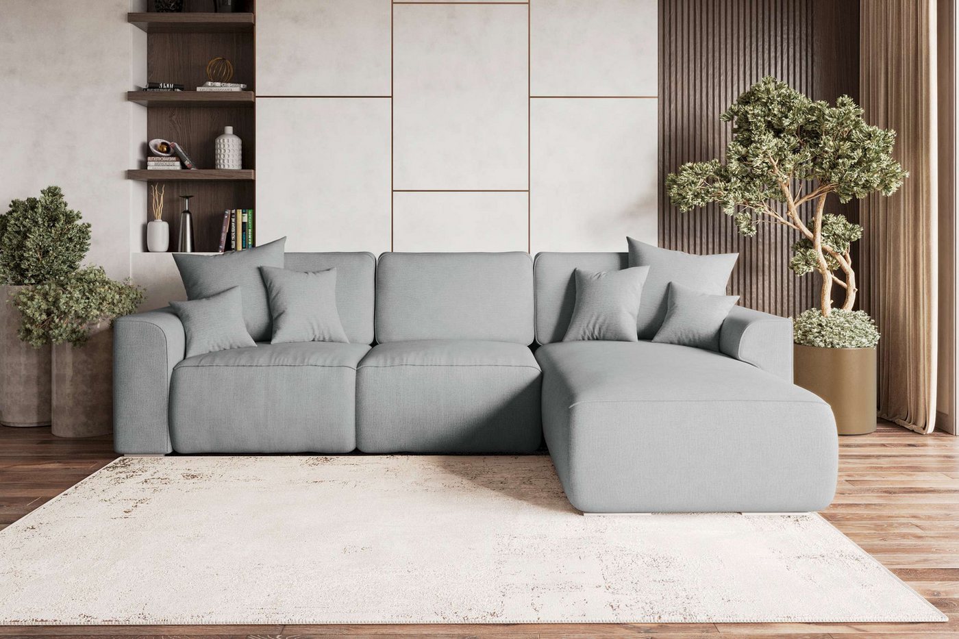 99rooms Ecksofa Gusto, L-Form, Eckcouch, mit abnehmbaren Kissen, Rundumbezug aus gepolstertem Velours MONOLITH 99rooms Ecksofa Gusto, L-Form, Eckcouch, mit abnehmbaren Kissen, Rundumbezug aus gepolstertem Velours MONOLITH von 99rooms