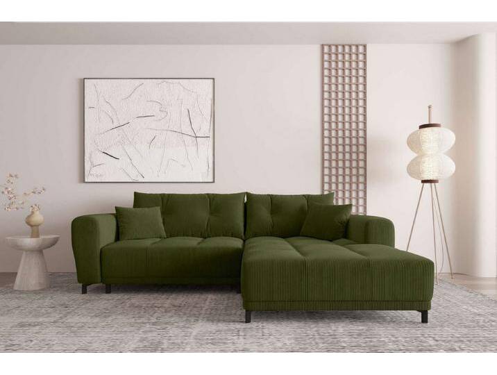 99rooms Ecksofa Massimo, Sofa L-Form, Eckcouch, mit oder ohne Schlaffunktion,Rundumbezug, in Cordstoff POSO, ohne Schlaffunktion, Khaki von 99rooms