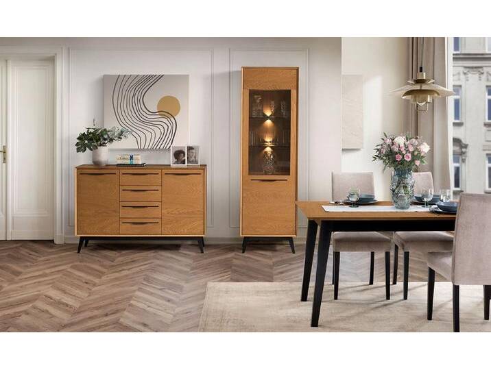 99rooms Essgruppe Lindau, (Set (3-St), Esszimmerset), Modern Design, mit LED-Beleuchtung, Soft-Close, aus Massivholz von 99rooms