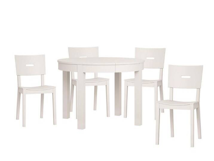 99rooms Essgruppe Simplica, (Sitzgruppe, Esszimmerset), 5-teilig, ausziehbar, aus Massivholz, Skandinavisch Design, weiß, Weiß von 99rooms