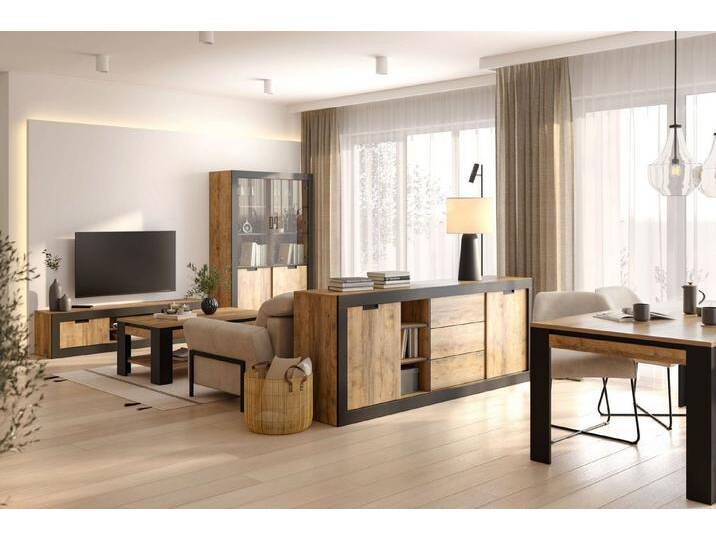 99rooms Esszimmer-Set Suhl, (Esszimmer-Set (3×St), Modern Design, bietet viel Platz und Abstellfläche, mit Schiebetüren, schwarz von 99rooms