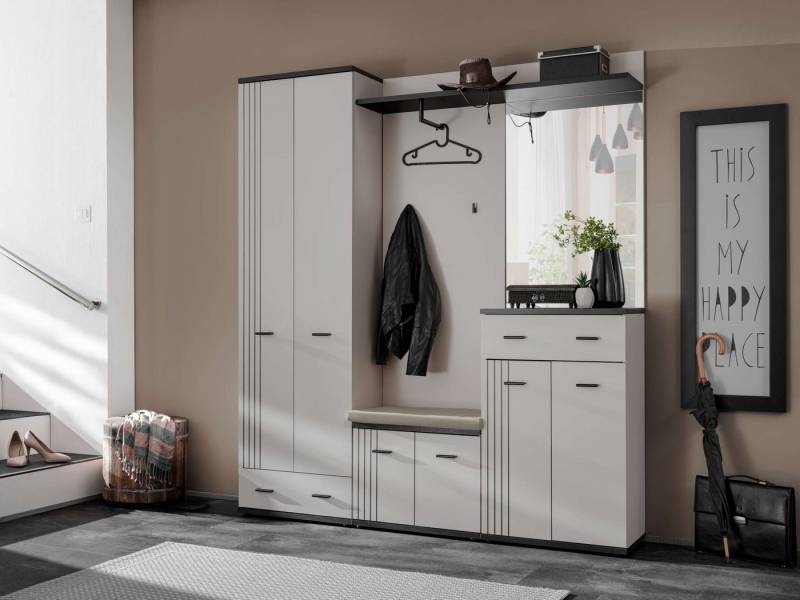 99rooms Garderoben-Set Muza, (Set (5-set), Garderoben-Set), Modern Design, viel Stauraum, mit Speigel, Kissen inklusiv von 99rooms