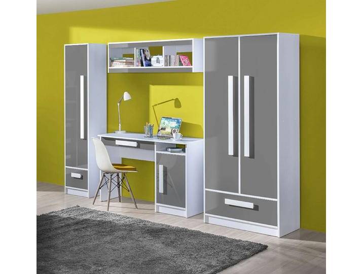 99rooms Jugendzimmer-Set Goldie I, (Komplett-Set, (Set, 4-St), bestehend aus 1xWandregal, 1xSchreibtsch, 2xKleiderschrank, variabel stellbar, für Kinder von 99rooms