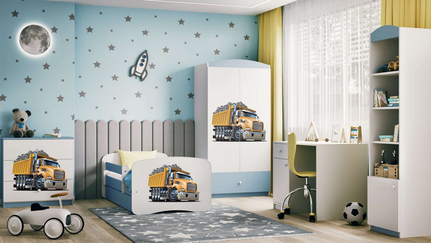 99rooms Kinderkleiderschrank Dreams Motiv XI (Komplettset, Set (5-St) Modern, für Kinderzimmer, mit viel Stauraum, Lattenrost und Matratze von 99rooms