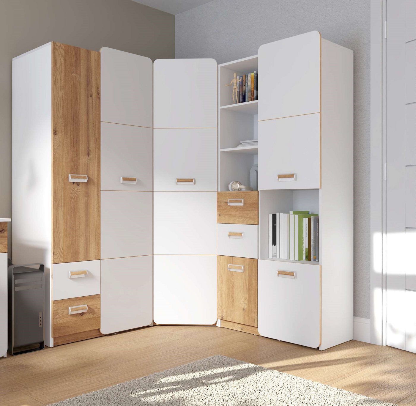 99rooms Boxspringbett Laterne (Komplettset, Set (3-St), Modern Design, viel Platz und Abstellfläche, asymmetrische Fassade von 99rooms