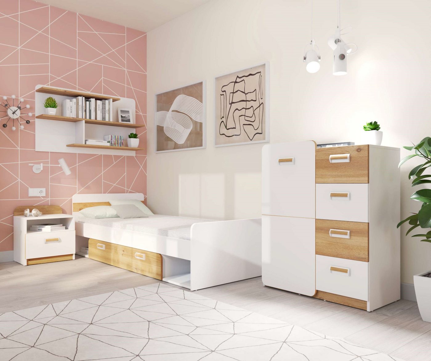 99rooms Boxspringbett Laterne (Komplettset, Set (4-St), Modern Design, viel Platz und Abstellfläche, asymmetrische Fassade von 99rooms