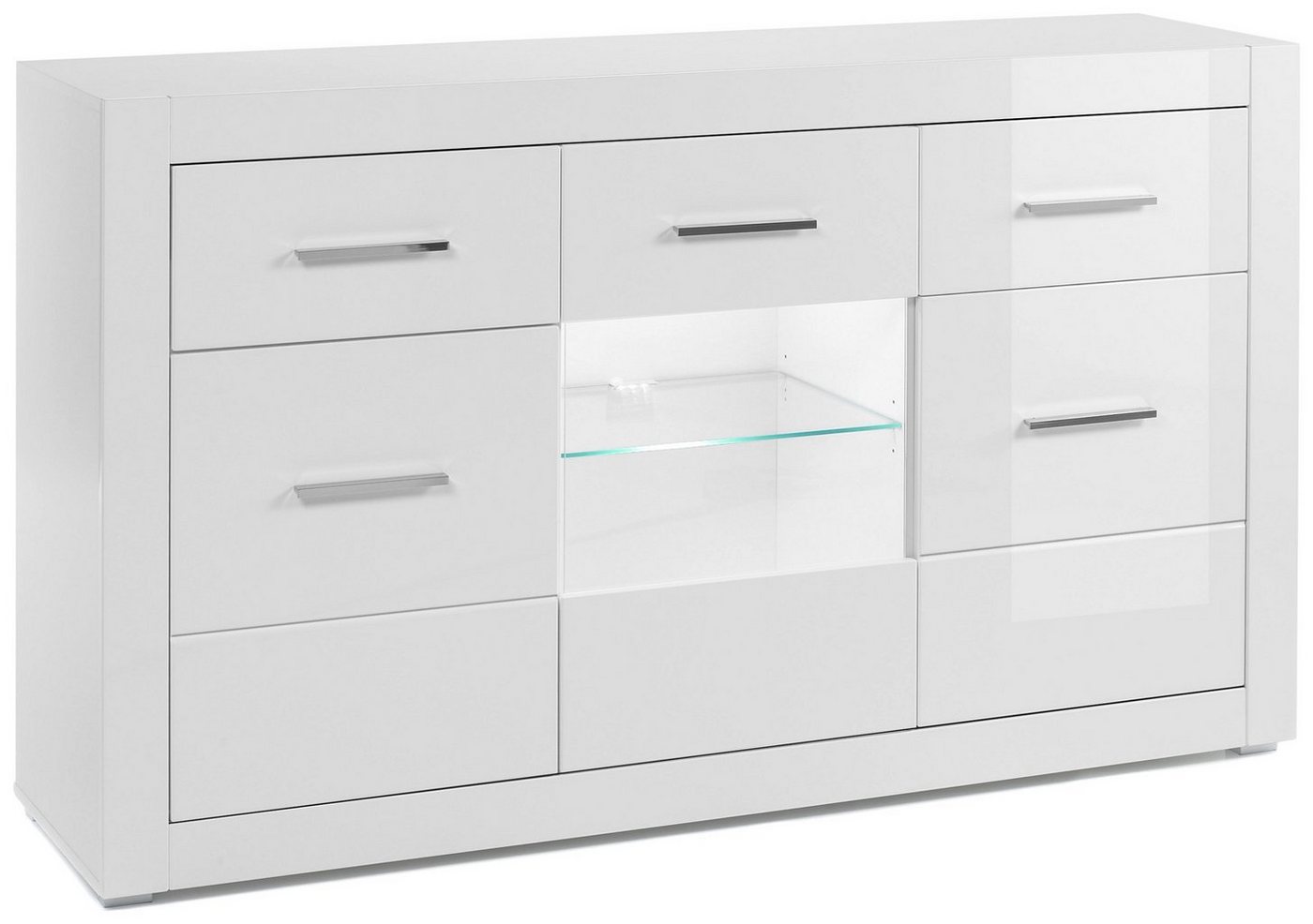 99rooms Kommode Alberta Weiß Matt, Weiß Hochglanz (Sideboard, Standschrank), Design von 99rooms