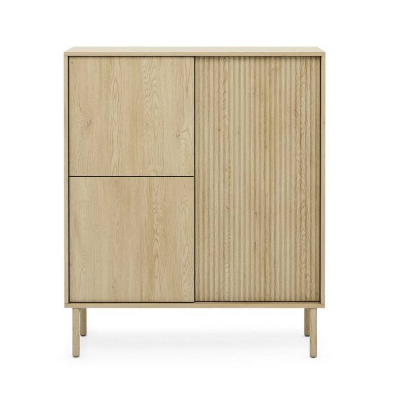 99rooms Kommode Vitalia (Sideboard, Highboard), Modern Design, mit viel Stauraum, Push-to-Open, geriffelte Elemente von 99rooms