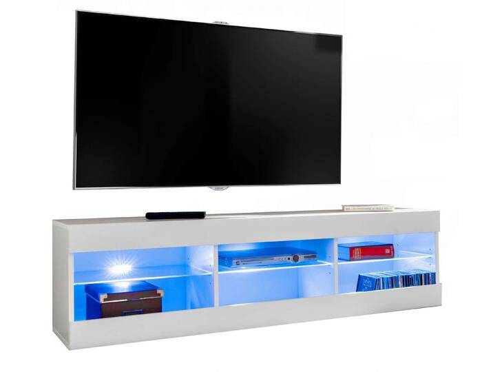 99rooms Lowboard Azara (TV-Kommode, TV-Schrank, Fernsehschrank), stellbar, mit LED-Beleuchtung, Weiß - Weiß Hochglanz von 99rooms