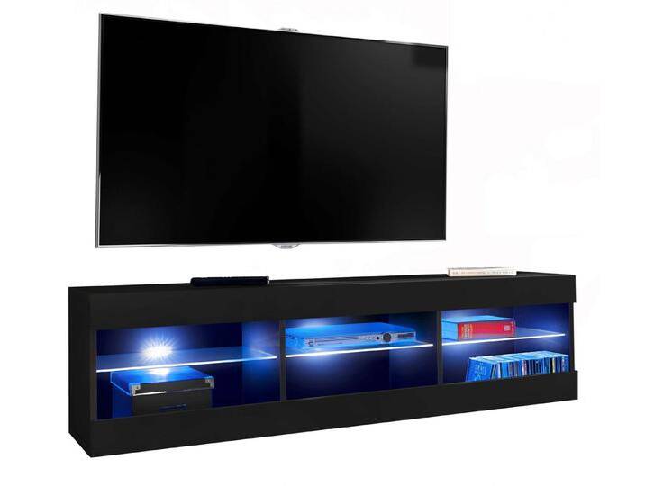99rooms Lowboard Azara (TV-Kommode, TV-Schrank, Fernsehschrank), stellbar, schwarz, mit LED-Beleuchtung, Schwarz - Schwarz Hochglanz von 99rooms