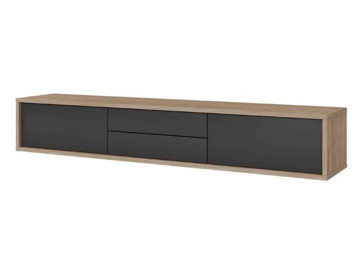 99rooms Lowboard Dafri (TV-Kommode, TV-Schrank), Modern Design, mit 2 Türen, 2 Schubladen, 2 Fächer, hängend/stehend, Anthrazit - Eiche von 99rooms