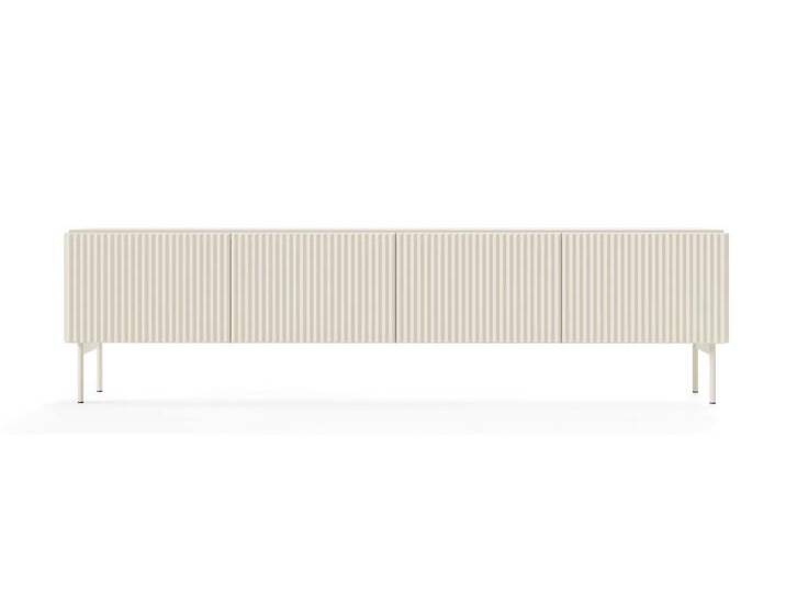 99rooms Lowboard Kolli (TV-Kommode, TV-Schrank), Modern Design, mit viel Stauraum, Push-to-Open, geriffelte Elemente, Kaschmir von 99rooms