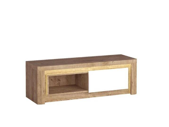 99rooms Lowboard Levino Ribbeck Eiche Weiß Hochglanz (TV-Kommode, TV-Schrank), inkl. LED-Beleuchtung, 1offenes Fach, viel Stauraum, Modern Design von 99rooms