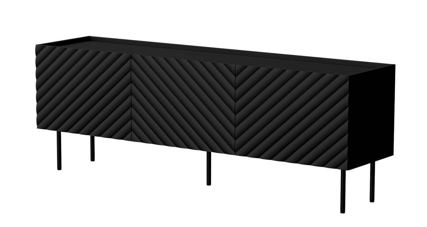 99rooms Lowboard Luzia (TV-Kommode, TV-Schrank), mit 3 grifflosen Türen, aus Holzwerkstoff, Metall Füße von 99rooms