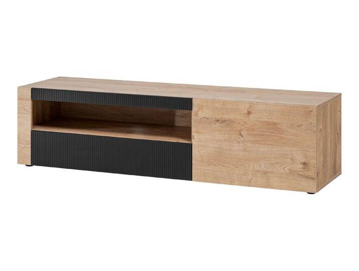 99rooms Lowboard Ranok (TV-Kommode, TV-Schrank, Fernsehschrank), Modern Design, Grifflos - PUSH-CLICK System, geriffelte Elemente, schwarz von 99rooms