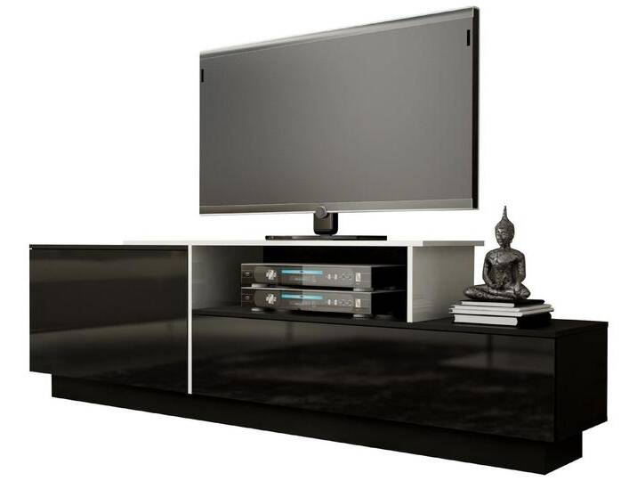 99rooms Lowboard Sagmi III 180 cm (TV-Kommode, TV-Schrank), viel Stauraum, mit Fächern und Klapptüren, Push-to-Open, Hochglanzfront, Modern Design von 99rooms