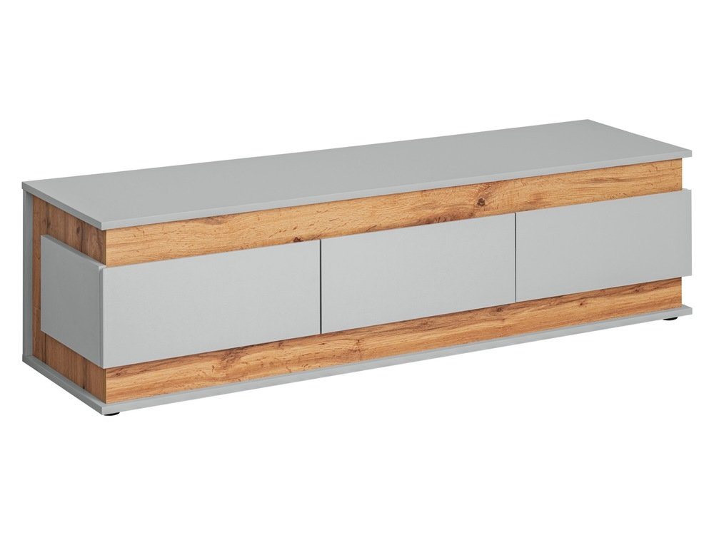 99rooms Lowboard Vanessa Hellgrau/ Eiche (TV-Kommode, TV-Schrank, Fernsehschrank), mit 3 Schubladen, viel Stauraum, stehend, aus Holzwerkstoff von 99rooms
