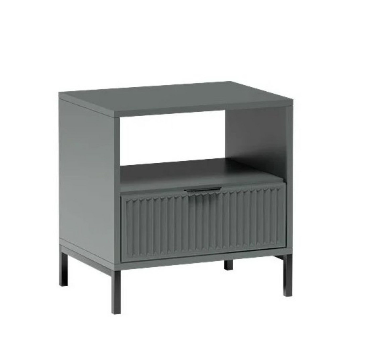 99rooms Nachttisch Klink (Nachtkommode, Nachttischschrank), Stilvolles Design, Soft-Close, geriffelte Elemente, ABS-Schutzkanten von 99rooms