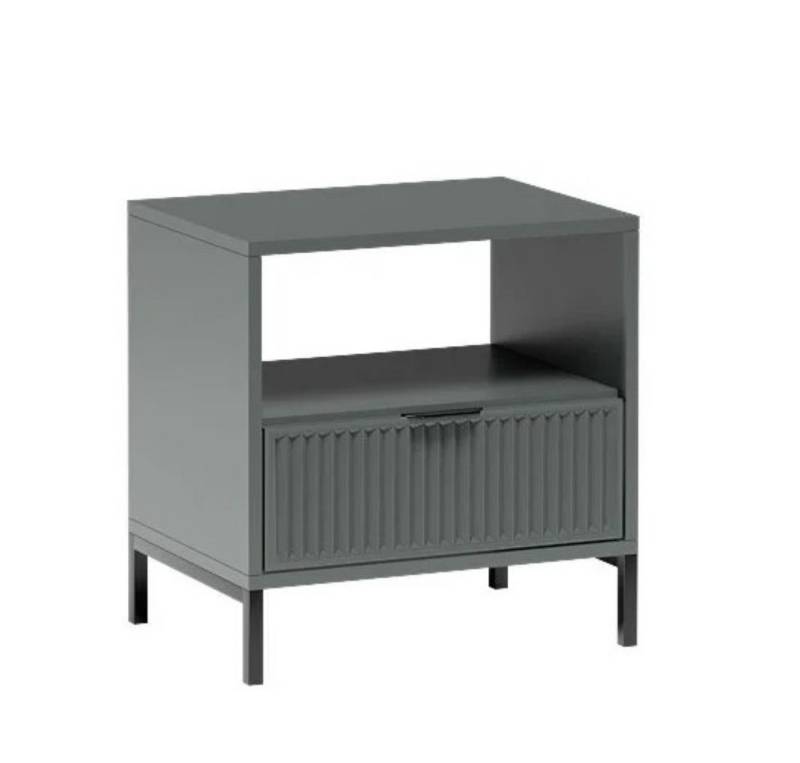 99rooms Nachttisch Klink (Nachtkommode, Nachttischschrank), Stilvolles Design, Soft-Close, geriffelte Elemente, ABS-Schutzkanten von 99rooms